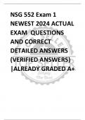 NSG 552 Exam 1 NEWEST 2024 ACTUAL  EXAM QUESTIONS  AND CORRECT  DETAILED ANSWERS  (VERIFIED ANSWERS)  |ALREADY GRADED A+