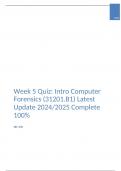 Week 5 Quiz: Intro Computer Forensics (31201.B1) Latest Update 2024/2025 Complete 100%