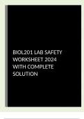 BIOL201 LAB SAFETY WORKSHEET 2024 WITH COMPLETE SOLUTION