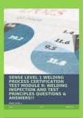 SENSE LEVEL 1 WELDING PROCESS CERTIFICATION TEST MODULE 9: WELDING INSPECTION AND TEST PRINCIPLES QUESTIONS & ANSWERS!!