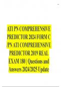 ATI PN COMPREHENSIVE PREDICTOR 2024 FORM C /PN ATI COMPREHENSIVE PREDICTOR 2019 REAL EXAM 180 | Questions and Answers 2024/2025 Update