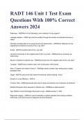 RADT 146 Unit 1 Test Exam Questions With 100% Correct Answers 2024