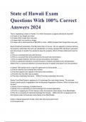 State of Hawaii Exam Questions With 100% Correct Answers 2024