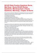 NCLEX Style Practice Questions Burns, Med Surg - Burns NCLEX Review Questions, Med Surg Exam 3 Burns Questions, Med Surg : Chapter 25 Burns