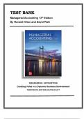 TEST BANK FOR Managerial Accounting, Creating Value in a Dynamic Business Environment, 13TH EDITION, Ronald Hilton, David Platt (CHAPTERS 1-17)