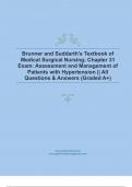 Brunner and Suddarth's Textbook of Medical Surgical Nursing; Chapter 31 Exam: Assessment and Management of Patients with Hypertension || All Questions & Answers (Graded A+)