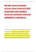 Bio 251 exam 2 newest actual exam complete 500 questions and correct detailed answers (verified answers) || graded a+