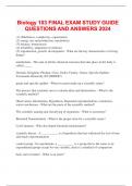 Biology 103 FINAL EXAM STUDY GUIDE QUESTIONS AND ANSWERS 2024