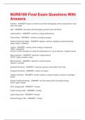 NURS100 Final Exam Questions With Answers