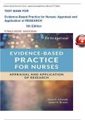 Test Bank - Evidence-Based Practice for Nurses: Appraisal and Application of Research 5th Edition (Schmidt, Brown,2024) Chapter 1-19|| All Chapters