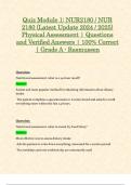 Quiz Module 1: NUR2180 / NUR 2180 (Latest Update 2024 / 2025) Physical Assessment | Questions and Verified Answers | 100% Correct | Grade A - Rasmussen