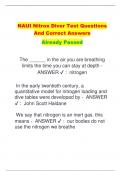 NAUI Nitrox Diver Test Questions  And Correct Answers  Already Passed