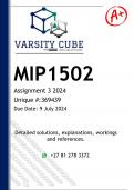 MIP1502 Assignment 3 (DETAILED ANSWERS) 2024 - DISTINCTION GUARANTEED