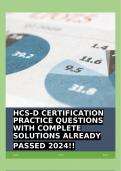 HCS-D CERTIFICATION PRACTICE QUESTIONS WITH COMPLETE SOLUTIONS ALREADY PASSED 2024!!