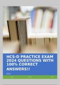 HCS-D PRACTICE EXAM 2024 QUESTIONS WITH 100% CORRECT ANSWERS!!