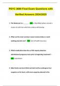 PSYC 3600 Final Exam Questions with Verified Answers 2024/2025