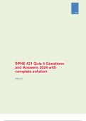 SPHE 421 Quiz 4 Questions and Answers 2024 with complete solution