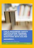 CHILD PASSANGER SAFETY CERTIFICATION TRAINING PROGRAM 2024 UPDATED QUESTIONS WITH SOLVED ANSWERS!!