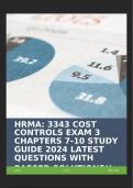 HRMA: 3343 COST CONTROLS EXAM 3 CHAPTERS 7-10 STUDY GUIDE 2024 LATEST QUESTIONS WITH PASSED SOLUTIONS!!