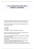 T E A S PRACTICE TEST WITH CORRECT ANSWERS