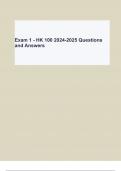 Exam 1 - HK 100 2024-2025 Questions and Answers