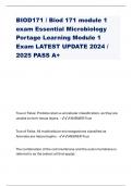 BIOD171 / Biod 171 module 1 exam Essential Microbiology Portage Learning Module 1 Exam LATEST UPDATE 2024 / 2025 PASS A+