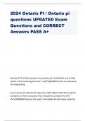 2024 Ontario PI / Ontario pi questions UPDATED Exam Questions and CORRECT Answers PASS A+