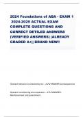 2024 Foundations of ABA - EXAM 1 2024-2025 ACTUAL EXAM COMPLETE QUESTIONS AND CORRECT DETILED ANSWERS (VERIFIED ANSWERS) |ALREADY GRADED A+|| BRAND NEW!!