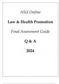 (ASU Online) Law & Health Promotion Final Assessment Guide Q & A 2024.