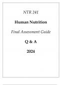 (ASU Online) NTR 241 Human Nutrition Final Assessment Guide Q & A 2024