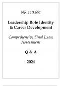 (JHU) NR.110.651 Leadership Role Identity & Career Development Comprehensive Final Exam Assessment