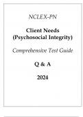 Next Gen NCLEX-PN Client Needs ( Psychosocial Integrity) Comprehensive Test Guide Q & A 2024.