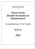 Next Gen NCLEX-PN Client Needs ( Health Promotion & Maintenance) Comprehensive Test Guide Q & A