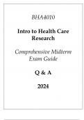 (Capella) BHA4010 Intro to Health Care Research Comprehensive Midterm Exam Guide Q & A 2024