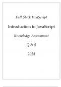 (Full Stack JavaScript) Introduction to JavaScript Knowledge Assessment Q & S 2024.