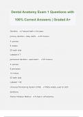 Dental Anatomy Exam 1 Questions with 100% Correct Answers | Graded A+