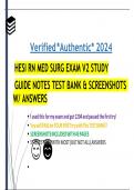 HESI RN MED SURG EXAM V2 STUDYGUIDE NOTES TEST BANK&SCREENSHOTS W/ ANSWERS