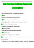 NYS New York State Real Estate Salesperson Licensing Exam Questions and Answers Latest (2024 / 2025) (Verified Answers)