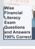 Wise Financial Literacy Exam Questions and Answers 100% Correct