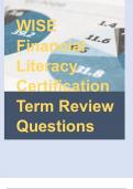 WISE Financial Literacy Certification Term Review Questions with Correct Answers