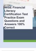 WISE Financial Literacy Certification Test Practice Exam Questions and Answers 100% Correct