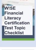 W!SE Financial Literacy Certification Test Topic Checklist