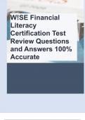 W!SE Financial Literacy Certification Test Review Questions and Answers 100% Accurate