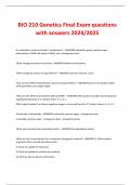 BIO 210 Genetics Final Exam questions  with answers 2024/2025