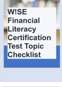 W!SE Financial Literacy Certification Test Topic Checklist