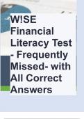 W!SE Financial Literacy Test - Frequently Missed- with All Correct Answers