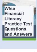 W!se Financial Literacy Practice Test Questions and Answers 100% Accurate