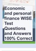 Economic and personal finance WISE Test Questions and Answers 100% Correct