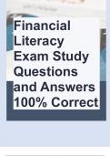 Financial Literacy Exam Study Questions and Answers 100% Correct