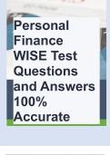 Personal Finance WISE Test Questions and Answers 100% Accurate